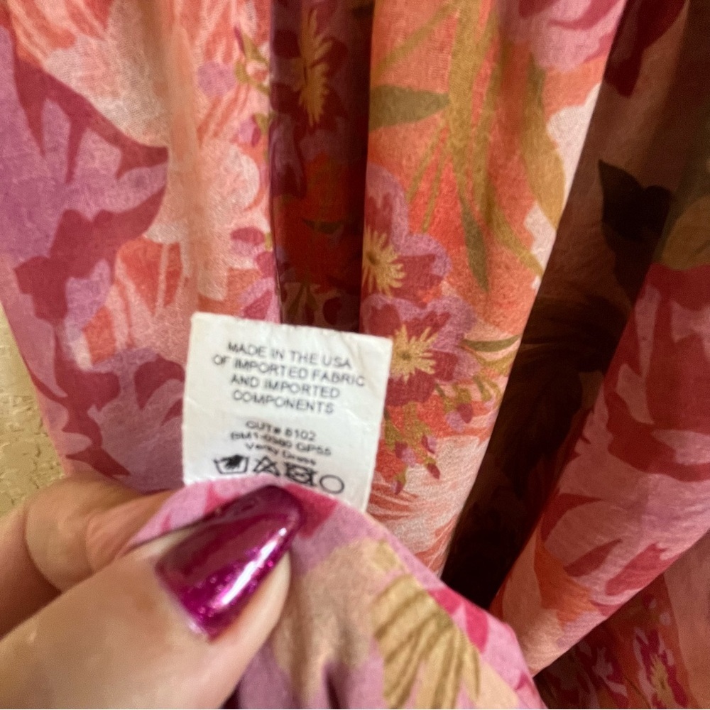 Show Me Your MuMu Verity Pink Floral Garden Party High Low Midi Dress SZ XS - Picture 14 of 14